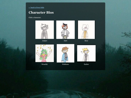 Character Bios — Even Odds screenshot