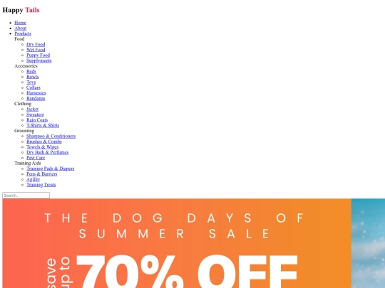happy tails/HTML/products screenshot