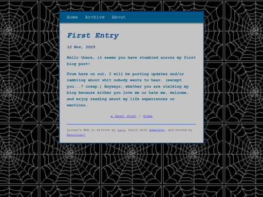 lycosa's-web/posts/2025-11-12-First-Entry screenshot