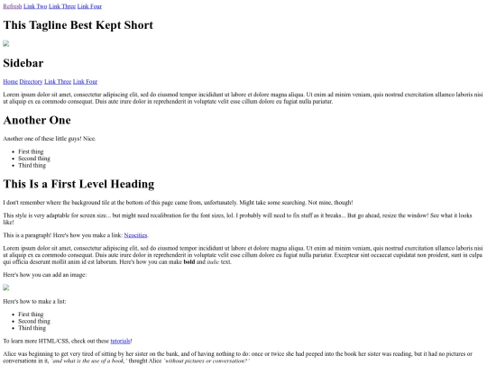 test/Ooh, look at meee, I've got a navbar AND a sidebar and little bells and whistles! screenshot
