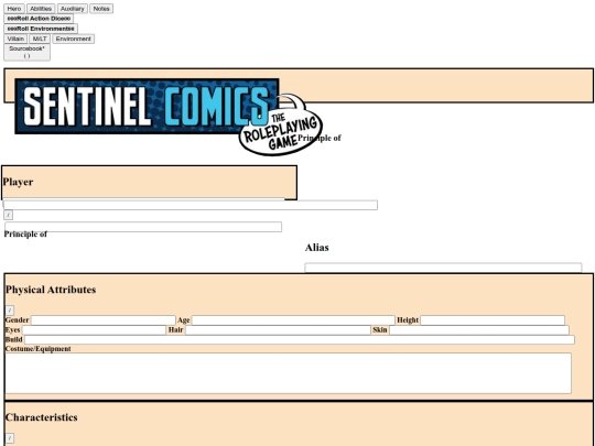 SCRPG-Sheet screenshot