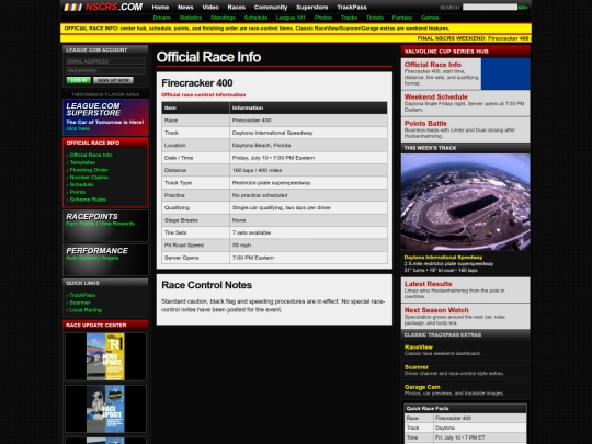 official-race-info screenshot
