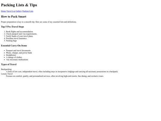 packing-list screenshot