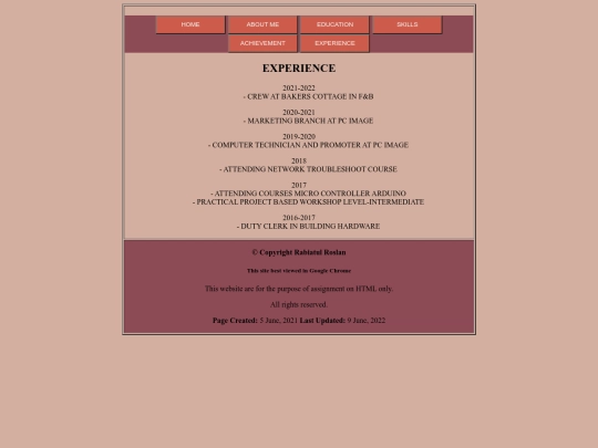 EXPERIENCE screenshot