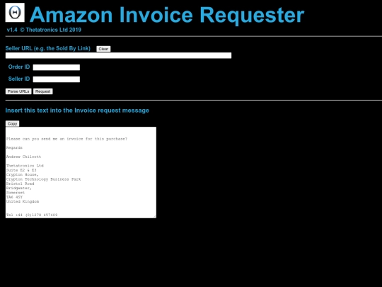 AmazonInvoiceRequester screenshot