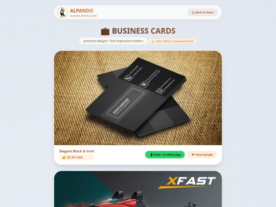 busniesscard screenshot