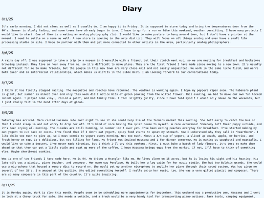 diary screenshot