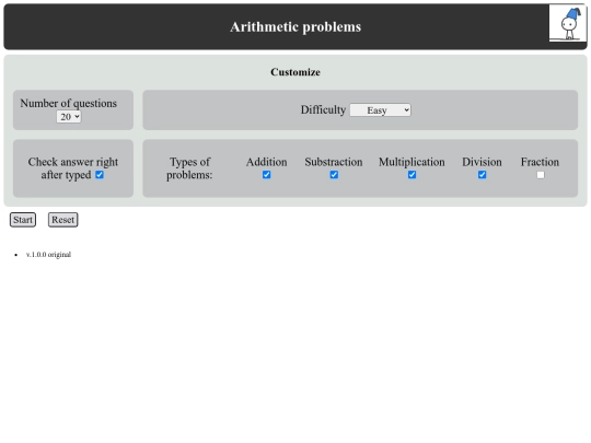 Arithmetic_Problems v.1.0.0 screenshot