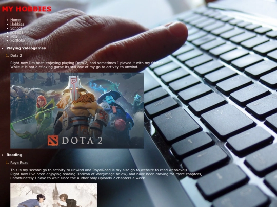 web_design/hobbies screenshot