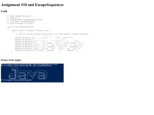 Intro/priniting/10/EscapeSequences screenshot
