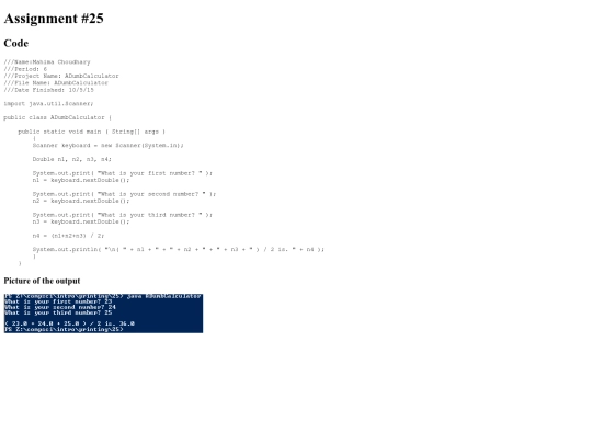 Intro/priniting/25/ADumbCalculator screenshot