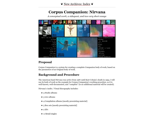 newarchives/Corpus screenshot
