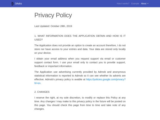 about/privacy screenshot