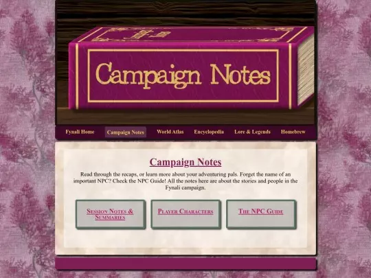 Fynali/sessionnotes screenshot