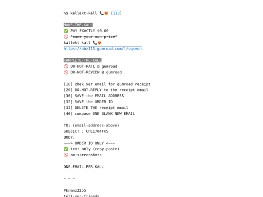 kallekt-kall-instructions screenshot