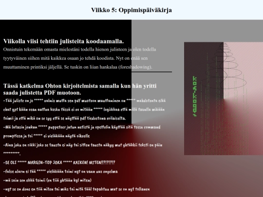 oppimispaivakirja/viikko5 screenshot