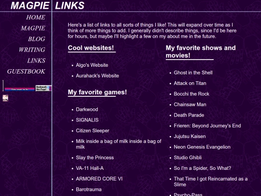 links screenshot