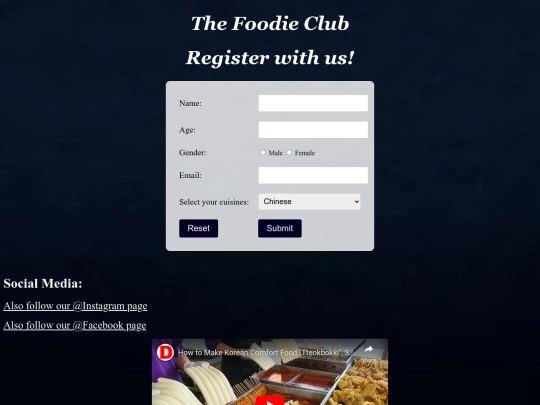 FoodieClub/register screenshot