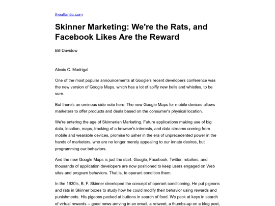 Skinner Marketing - We're the Rats, and Facebook Likes Are the Reward screenshot