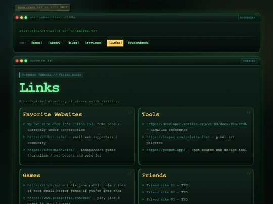 pages/links screenshot