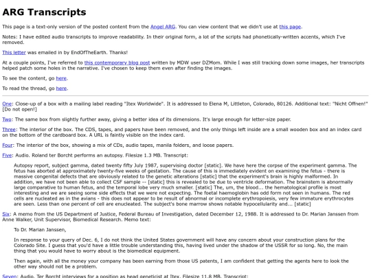 ARG/transcripts screenshot