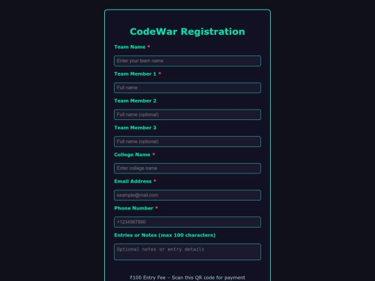Code game/rigister screenshot