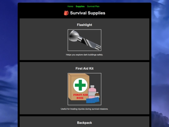 ClassOf2029/Projects/Survival_Website/supplies screenshot