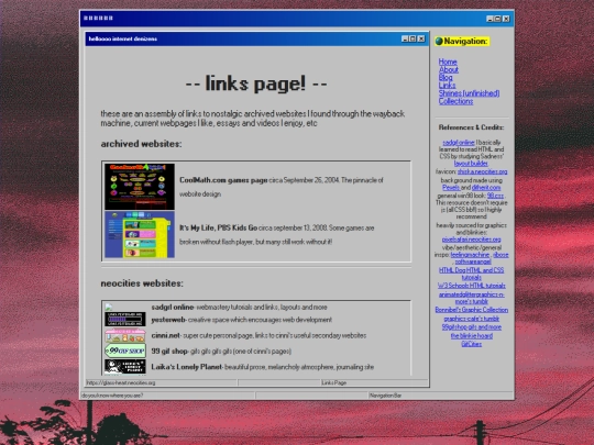 links screenshot