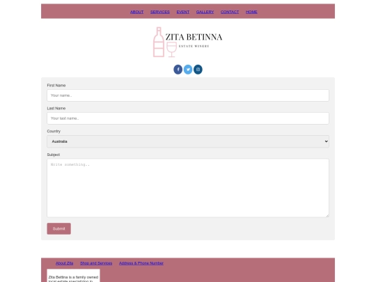 Zita Betinna/contact screenshot