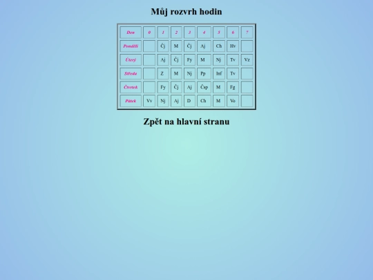 rozvrh screenshot