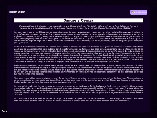 Essays/Works/Sangre screenshot