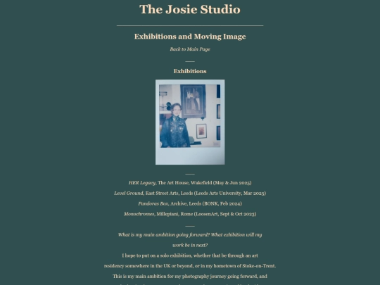 Side Pages/exhibitions screenshot