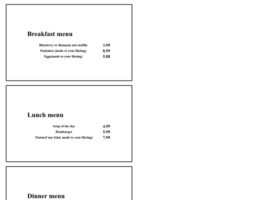 menu screenshot
