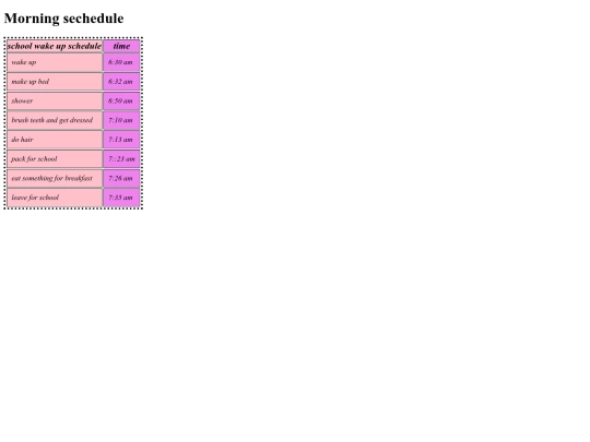 tables /schedule screenshot