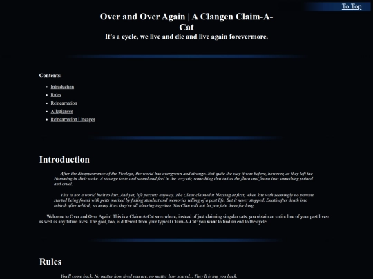 non-cc/games/clangen/over-and-over-again screenshot