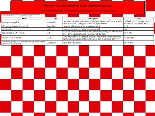 Page_Unfinished Projects/Main screenshot