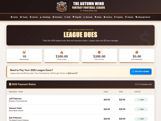 pages/dues screenshot
