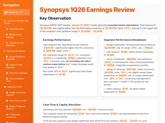 Earnings Analysis/Synopsys 1Q26 Earnings Review screenshot