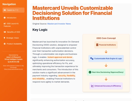 website publish/Mastercard Unveils Customizable Decisioning Solution for Financial Institutions screenshot