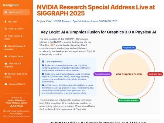 website publish/NVIDIA Research Special Address Live at SIGGRAPH 2025 screenshot