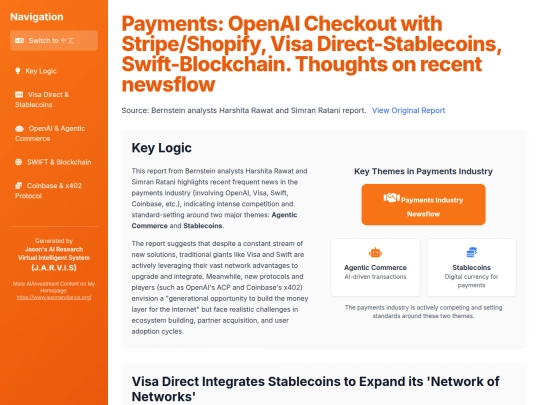 website publish/Payments - OpenAI Checkout with Stripe&Shopify, Visa Direct-Stablecoins, Swift-Blockchain. Thoughts on recent newsflow screenshot