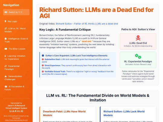 website publish/Richard Sutton - LLMs are a Dead End for AGI screenshot