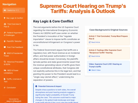 website publish/Supreme Court Hearing on Trump's Tariffs - Analysis & Outlook screenshot