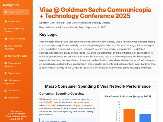 website publish/Visa @ Goldman Sachs Communicopia + Technology Conference 2025 screenshot