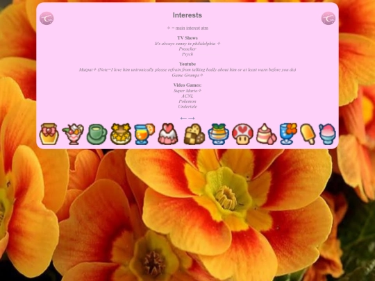 interests screenshot