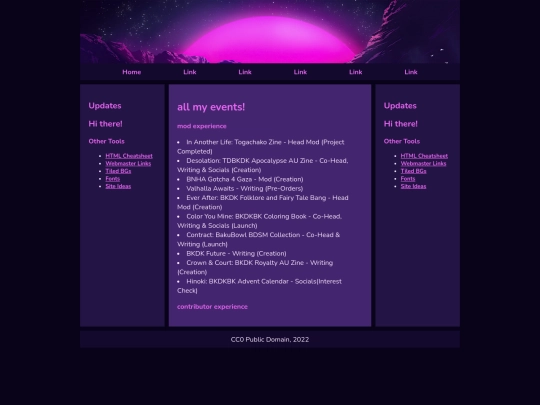events screenshot