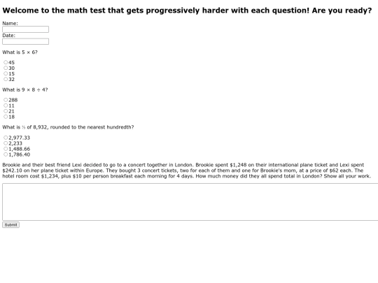 math-test-form-assignment screenshot