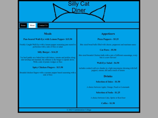 Menu screenshot