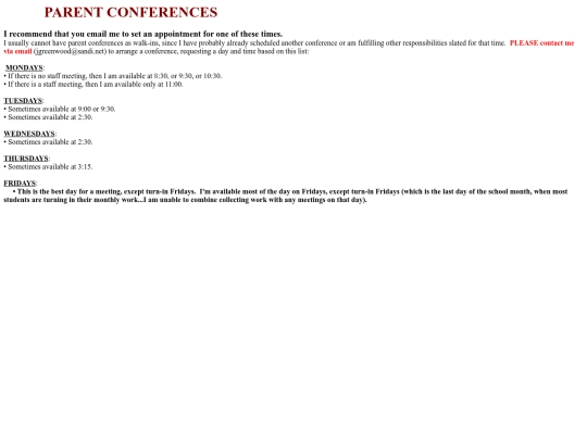 BasicPages/ParentConferencesInformation screenshot