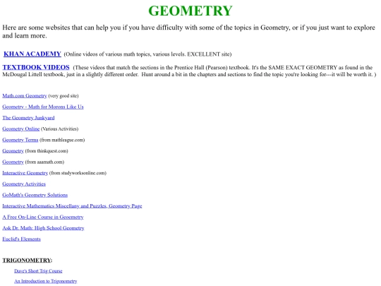 UsefulMathLinks/LinksGeometry screenshot